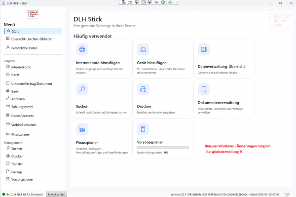 Dashboard DLH Stick - Hier Windows Version - Änderungen vorbehalten