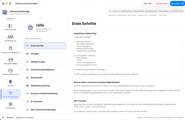 DatenschutzManager - Hilfsfunktionen